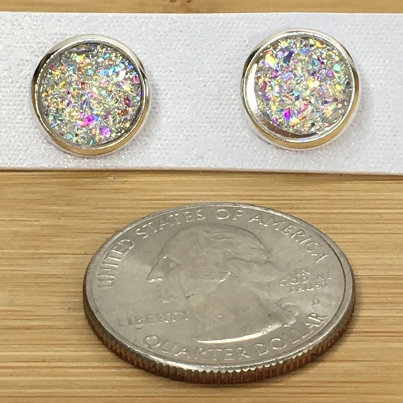 Jewelry - Rainbow Clear Druzy Earrings